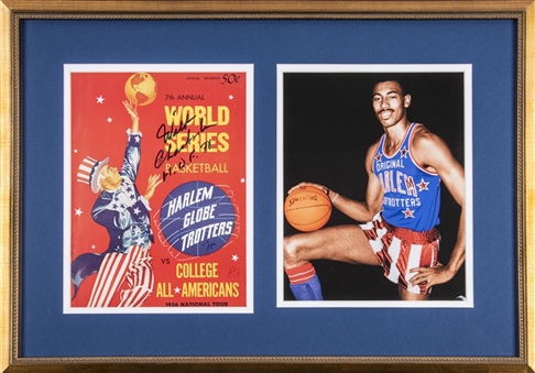 Wilt Chamberlain Signed 1956 World Series of Basketball Harlem Globetrotters vs College All Stars Framed Program (PSA/DNA)